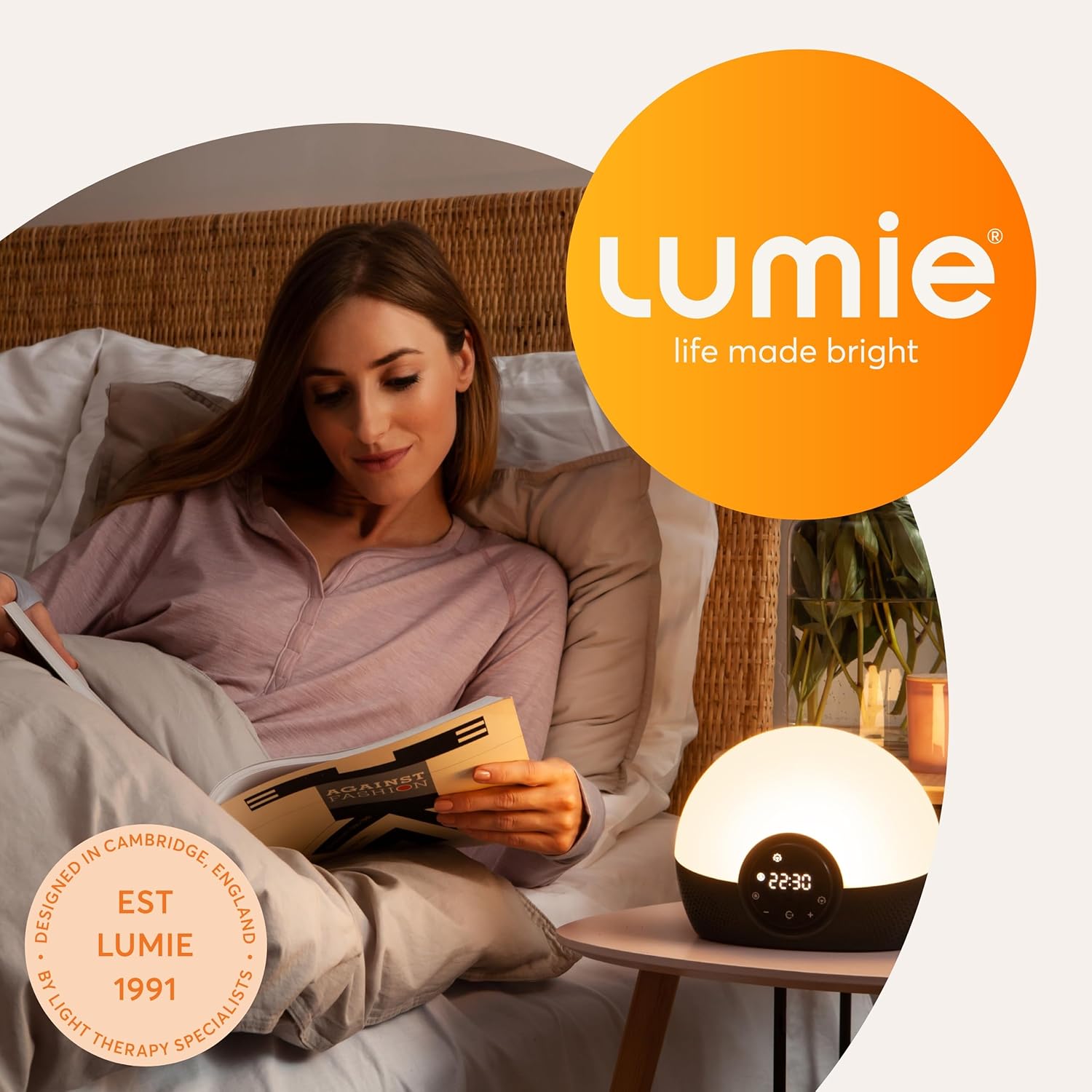 Lumie Bodyclock Glow 150 - Sunrise & Sunset Alarm Clock - Bedside Lamp with Custom Light Duration - Wake-Up, Night & Reading Light - Warm LEDs