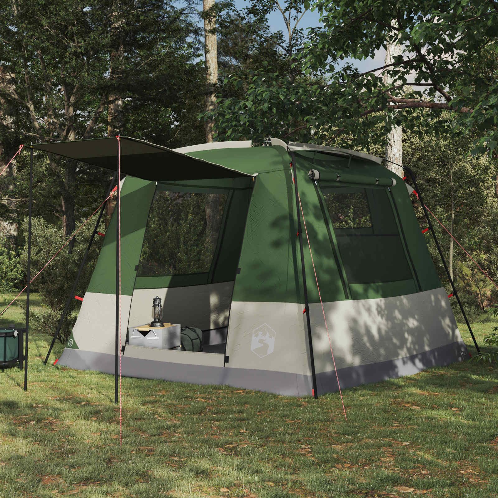 Toilettenzelt Grün wasserdicht aus 185T Polyester mit PU-Beschichtung, 310x310x221 cm, für 10 Personen, Campingzelt mit Belüftung, Outdoor Unterstand, einfach aufzubauen