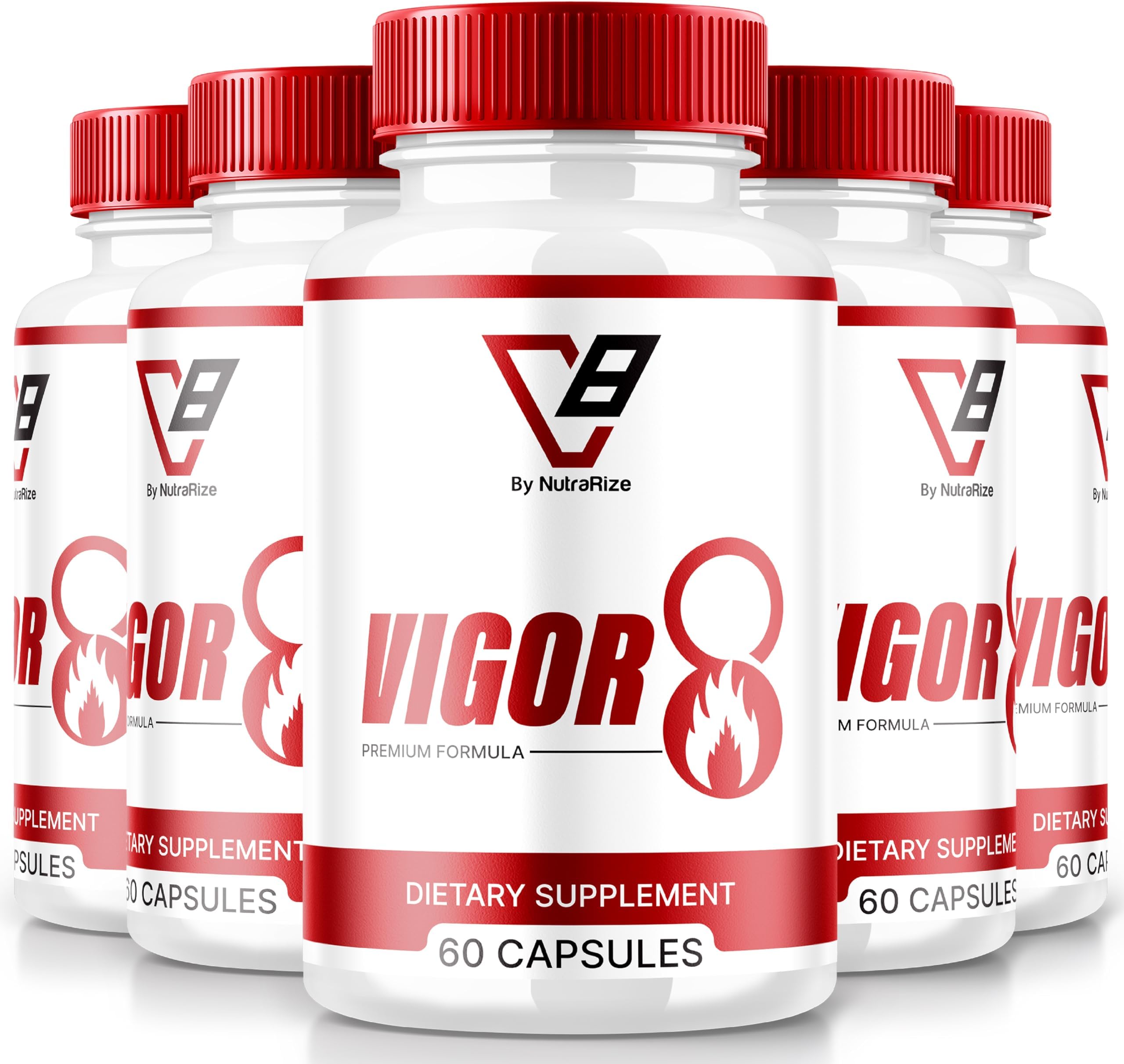 (5 Pack) Vigor 8 for Men, Vigor 8 Pills Male Enhancing Formula, Vigor Eight Supplement Capsules Test Boost, Vigor8 Stamina Booster Reviews Horny Goat Weed Tongkat Ali(300 Capsules)