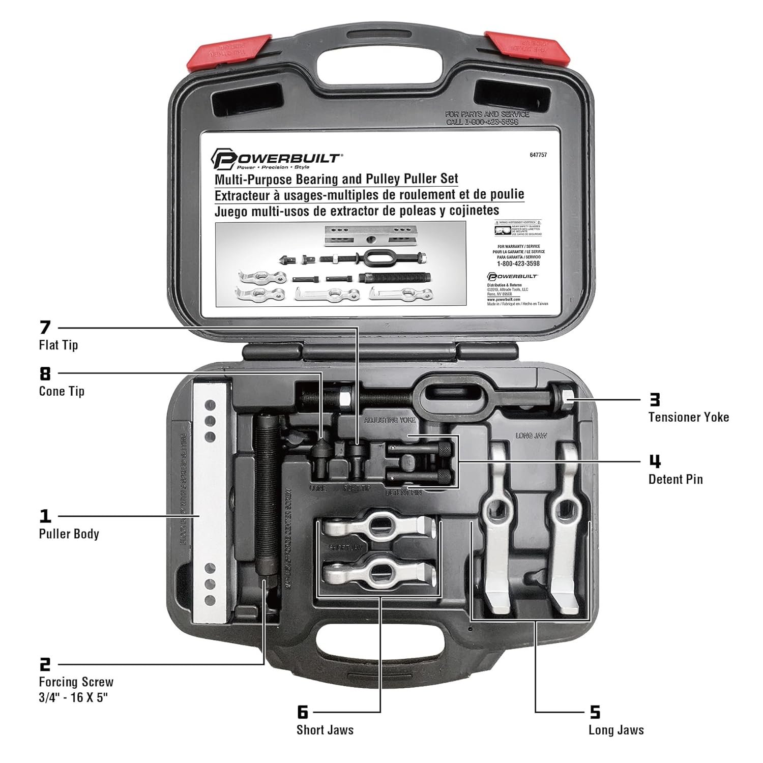 Powerbuilt Multi-Purpose Bearing and Pulley Puller, Works for pulling bearings Serpentine Pulleys A/C Clutch Pulleys, Kit Includes Heavy Duty Carry Case with usage photos - 647757