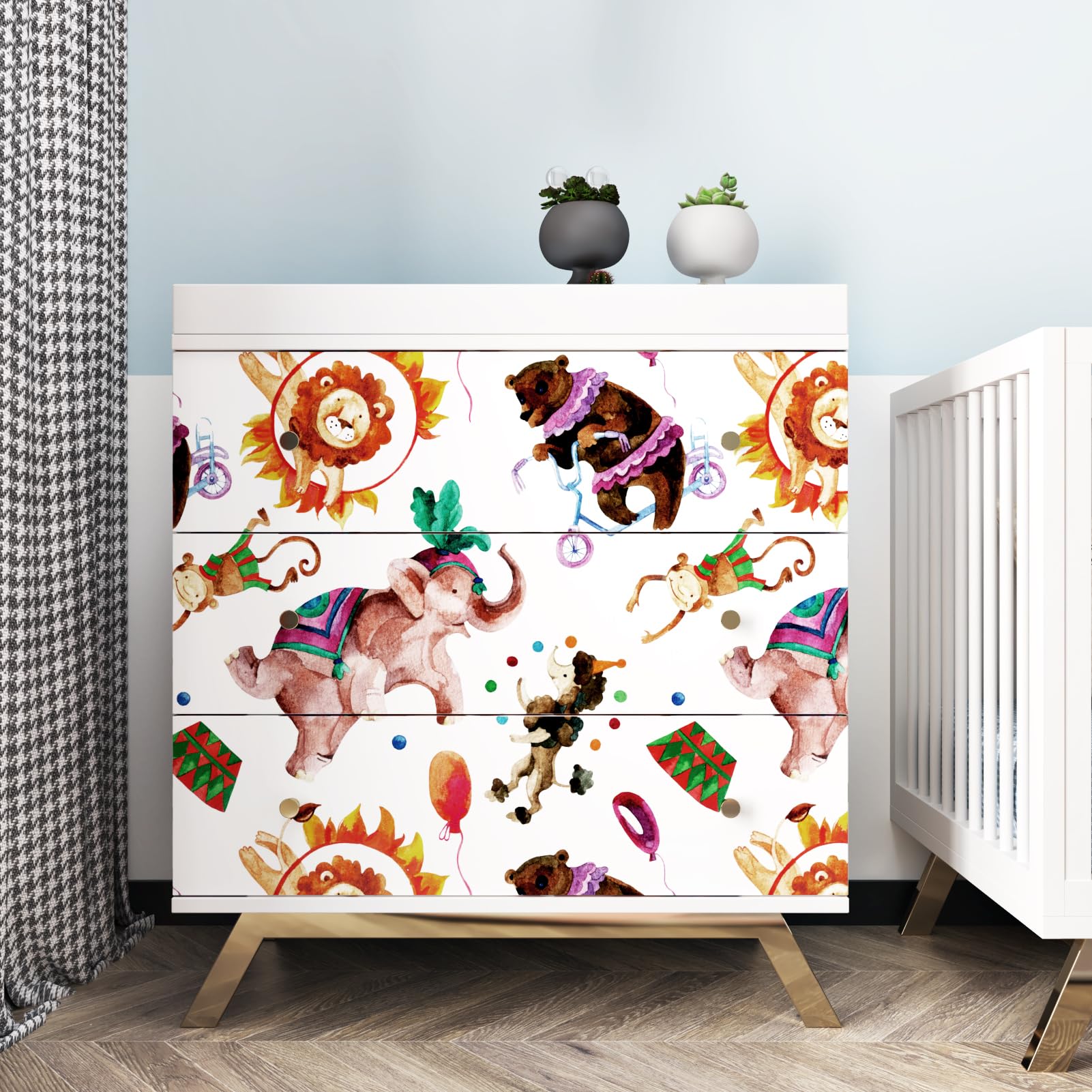 Papel tapiz de animales autoadhesivo para habitacion infantil safari blanco