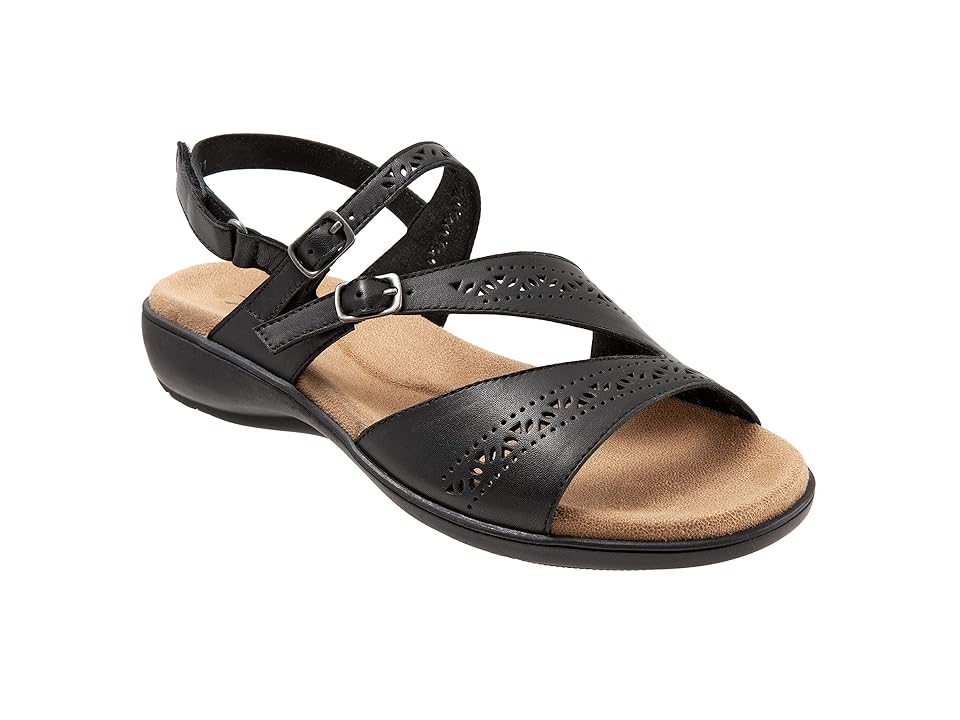 Trotters Razzi (Black Leather) Women's Shoes INTERNATIONAL SHIPPING