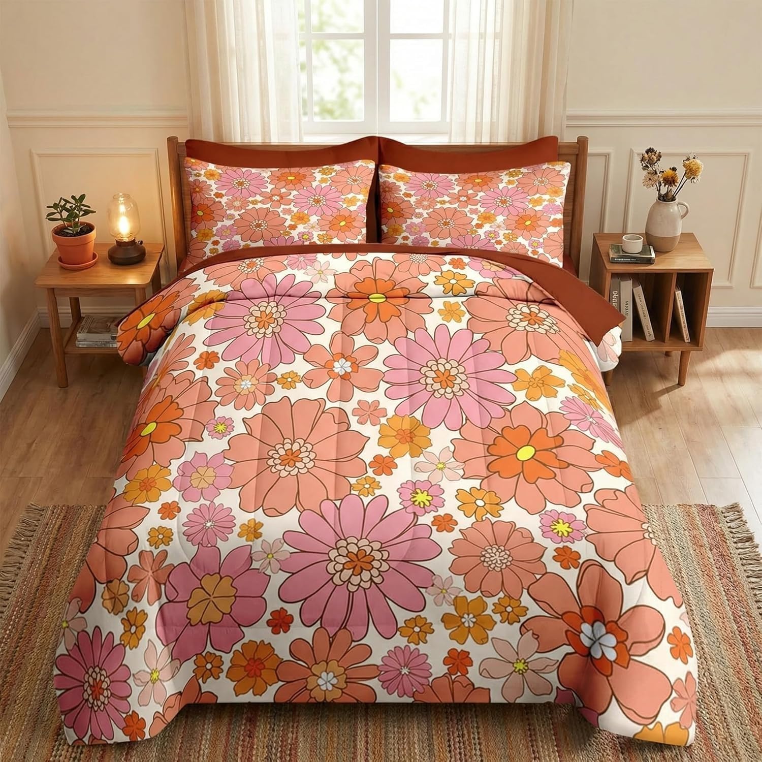 Couette sans Housse Lavable 240x260 Fleurs pour une Chambre Adulte Chaleureuse et Confort