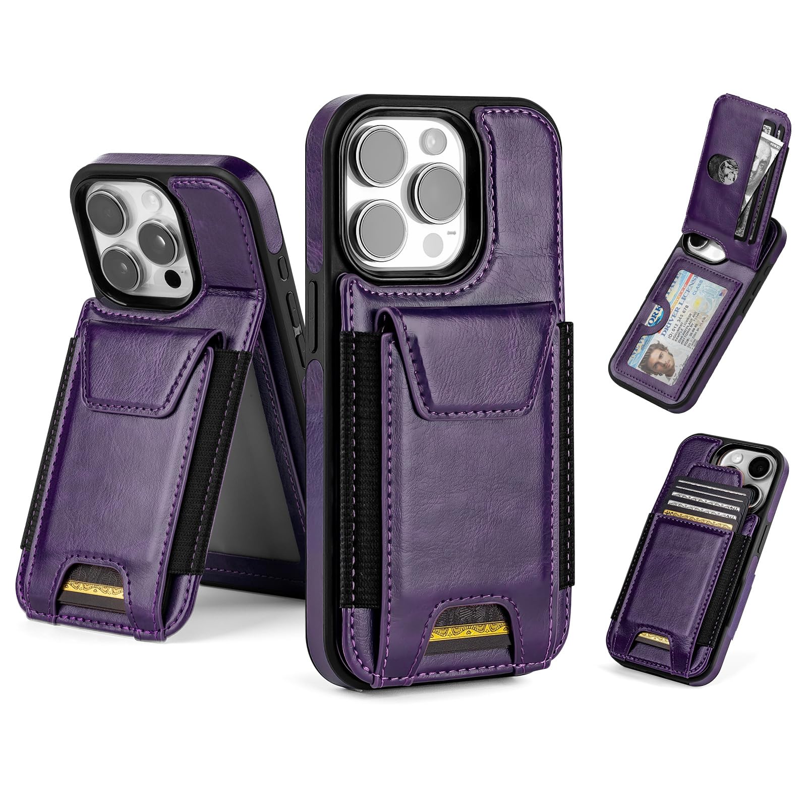 SkyEagle Compatible with iPhone 14 Pro Wallet Case with Card Holder,Women Men Phone Case PU Leather RFID Blocking Shockproof Magnetic Flip Cover