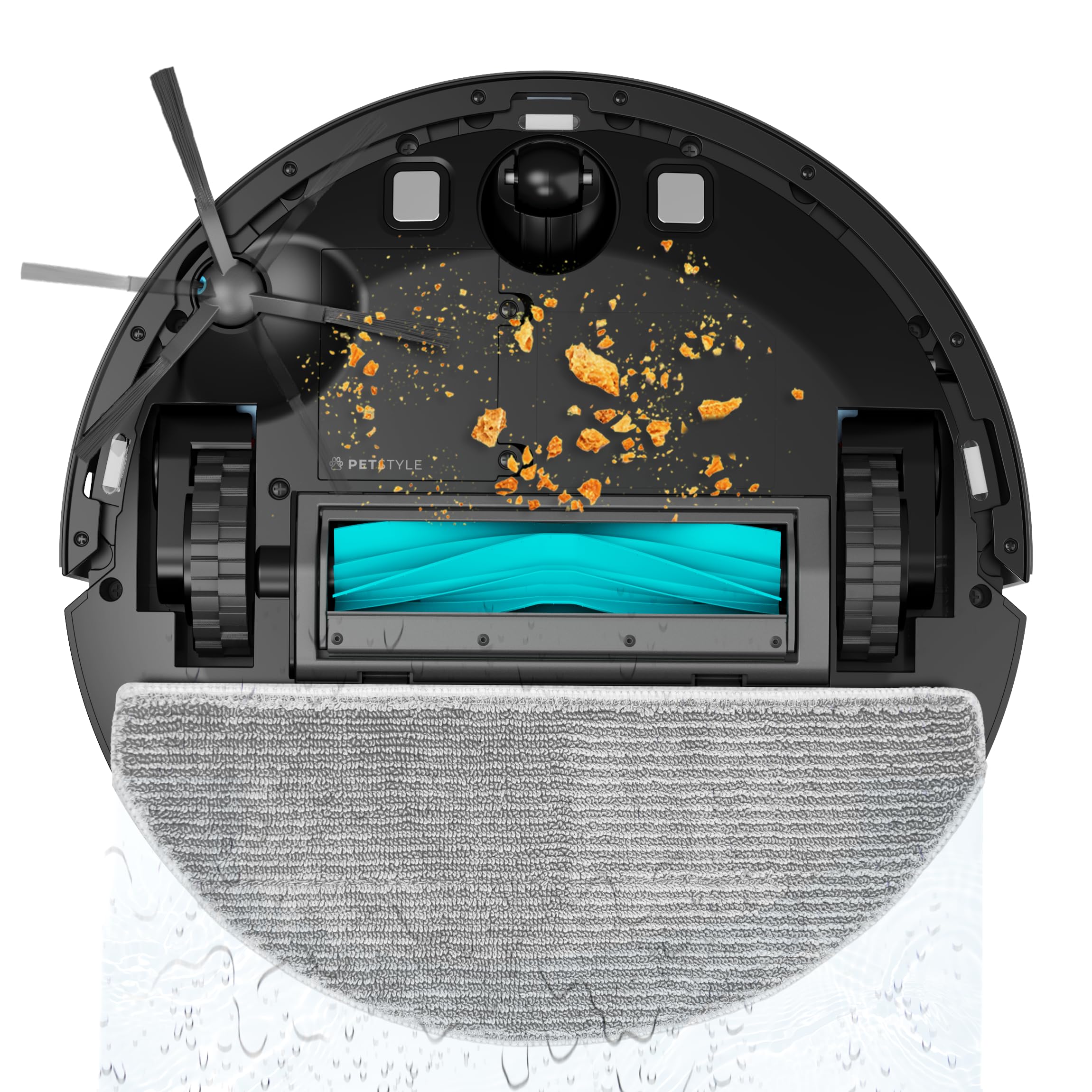Cecotec Robot Aspirapolvere e Lavapavimenti Base Autosvuotamento Conga Y90 Dark. Navigazione Laser, 25000Pa, Auton. 240min, Spazzola Silicone Pet, Sacco 3L, Bluetooth WiFi, App, Pulizia Senza Pensieri