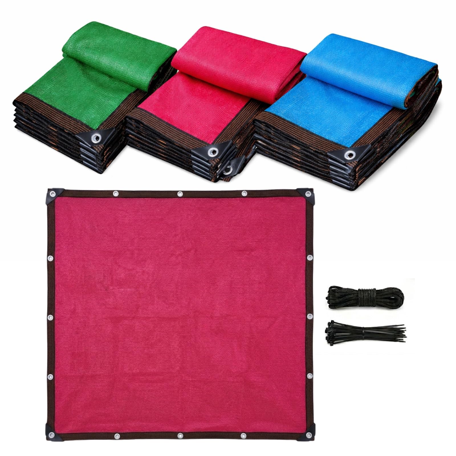 Red de sombra 90% con ojales cada 50 cm, malla transpirable antigranizo para perales, terrazas, jardines, invernaderos, vallas, gallineros, perreras (rojo, 3,5 x 6 m)