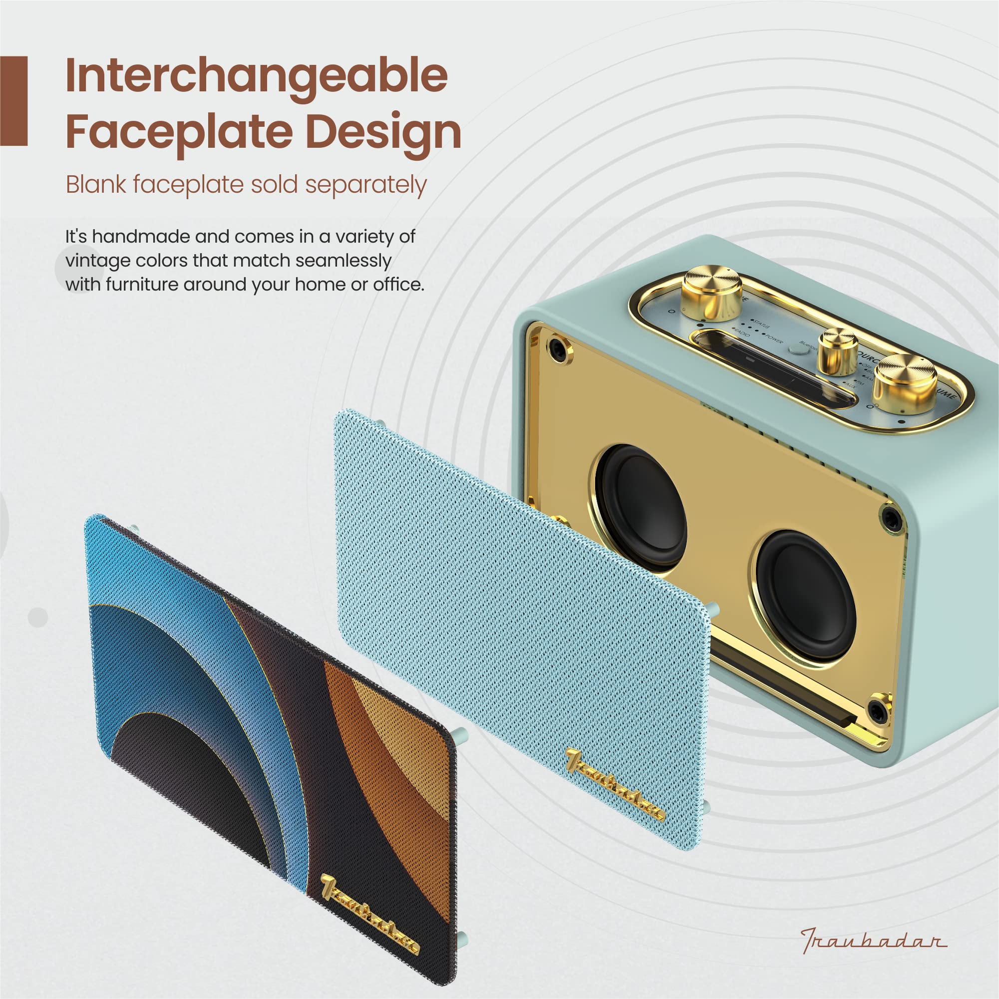 Amazon.com: Trenbader Artlink Pure Wireless AM/FM Retro Bluetooth 