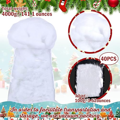 Vista 9 de Shappy 7.05 onzas/7.05 oz de nubes falsas de Navidad, decoración de nieve, fibra de nube blanca artificial, nieve sintética, para interiores, suave