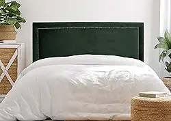 Cabeceira Casal Reta Luxo 140x60 Veludo Verde - Tachas Fumê