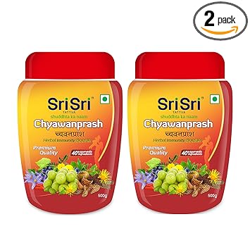 Sri Sri Tattva Chyawanprash - Herbal Immunity Booster with 40+ Ayurvedic Ingredients for Better Strength and Stamina - 500g (Pack of 2)