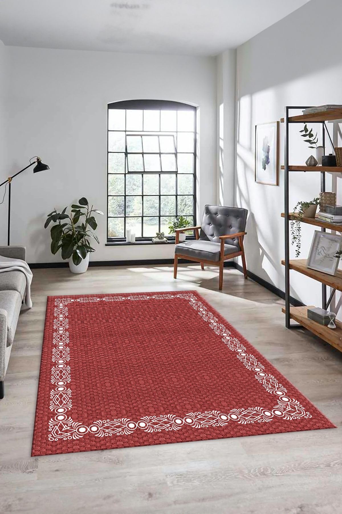 Evdeya Dijital Baskılı Kaymaz Taban Yıkanabilir Jüt Hasır Desen yolluk Mutfak Salon Halısı JÜT-14, Kırmızı, 120 x 250