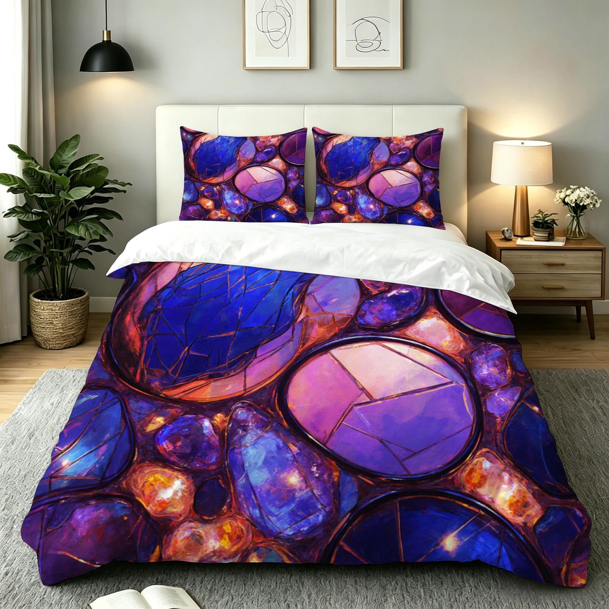 Housse de couette 200x200 diamant violet pour décoration chambre