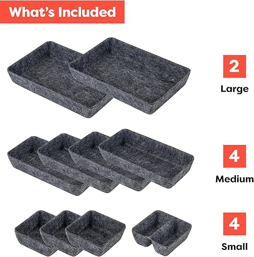 Miniatura 4 de Rajas Goods - Organizador de cajones compatible con cajones Ikea Alex, juego de 10 organizadores modulares de bandejas de fieltro, ajuste perfecto