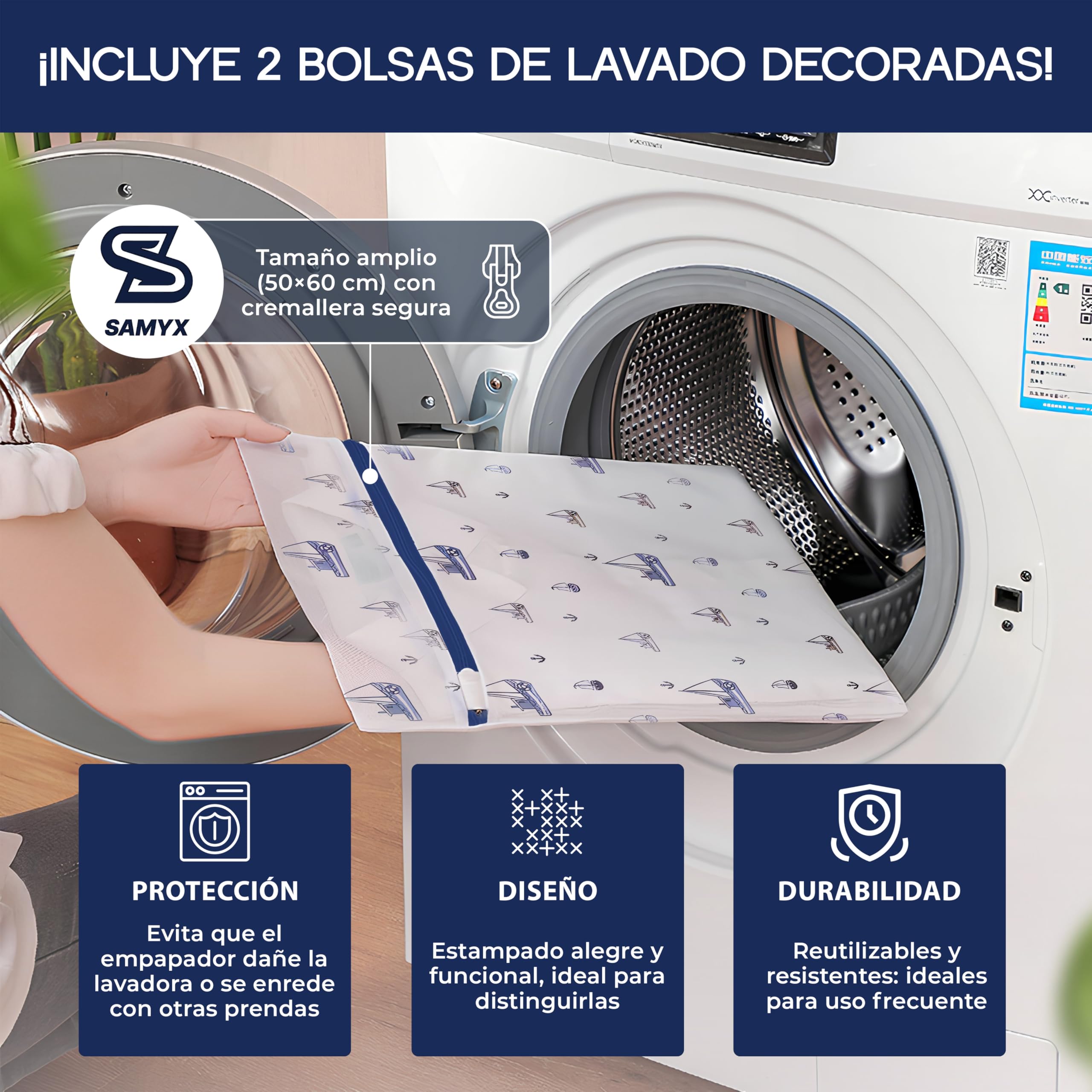 Empapadores Cama Adultos Pack 2 Unidades - Bolsas Lavadora Incluidas - Protector de Cama con 5 Capas - Empapadores Lavables para Adultos de 90x80cm con alas de 45x90cm y 2 Bolsas Lavadora 50x60cm