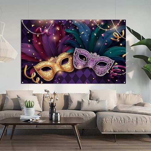 Miniatura 6 de Telón de fondo de Mardi Gras para fotografía, cartel de carnaval de Brasil de Nueva Orleans, fiesta de máscaras, Mardi Gras, decoraciones y