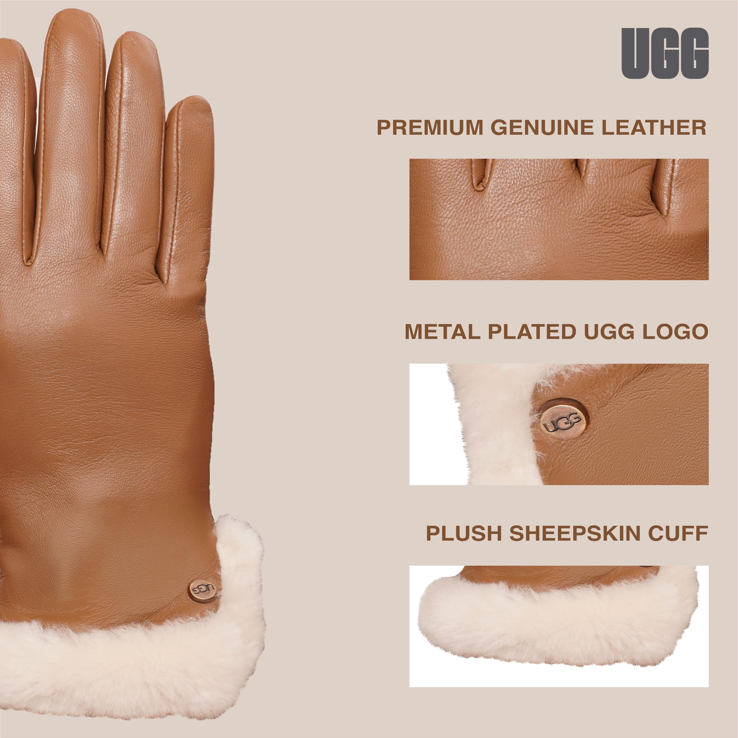 UGG Women's W Leather Sheepskin Vent Glove, Chestnut, S: Buy