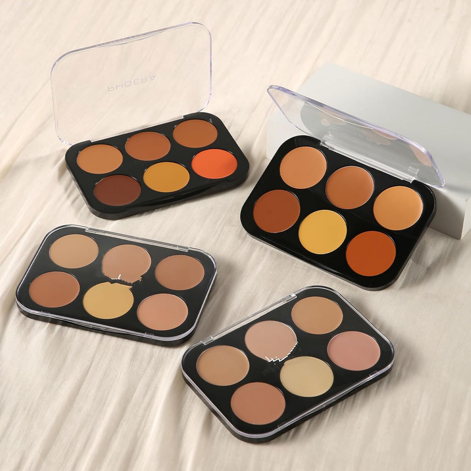 MAEPEOR 6 Colors Concealer Correct Contour Palette Cream Smooth Full Coverage Corrector Long Lasting Natural Moisturizing Correcting Concealer Palette (02 Medium) - Image 4