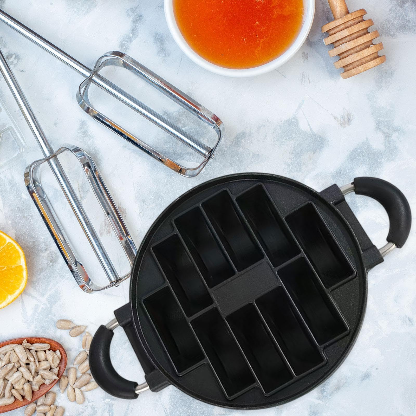 Teglia per Biscotti, Teglia per Uova E Pancake, 10 Fori, Mini Teglia Grill per Torte con Manici Laterali Ad Anello, Teglia Grill per Biscotti per Camp