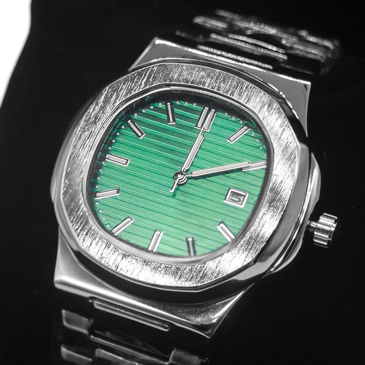 BARAMON Wrist Watches for Men, Nautilus Stainless Steel Quartz Movement Date Luxury Diamond Style Men's Luminous Hands Casual Business Watches - Image 5