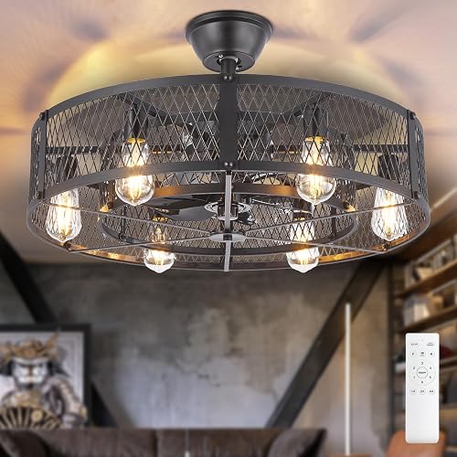 Depuley Outdoor Ceiling Fan with Light: 26" Caged Ceiling Fans