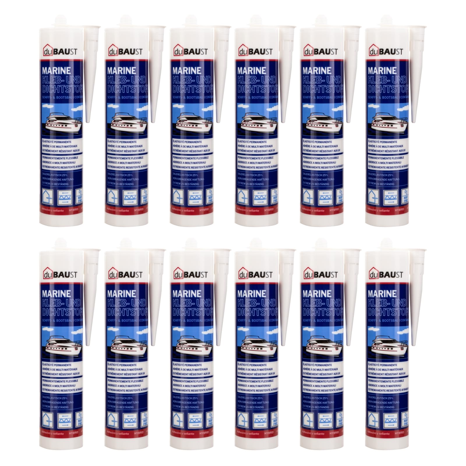 BOT24 Mastic adhésif marin pour bateau, bateau, yacht, intérieur et extérieur, résistant aux UV, adhérence sur toutes les surfaces, mastic d'étanchéité pour bateau, cartouche de 290 ml (12,