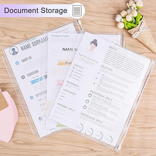 Miniatura 5 de Antner Carpeta de tamaño carta, 3 agujeros, carpetas con cremallera para carpetas de anillos, bolsas de hojas sueltas, bolsa impermeable, bolsas