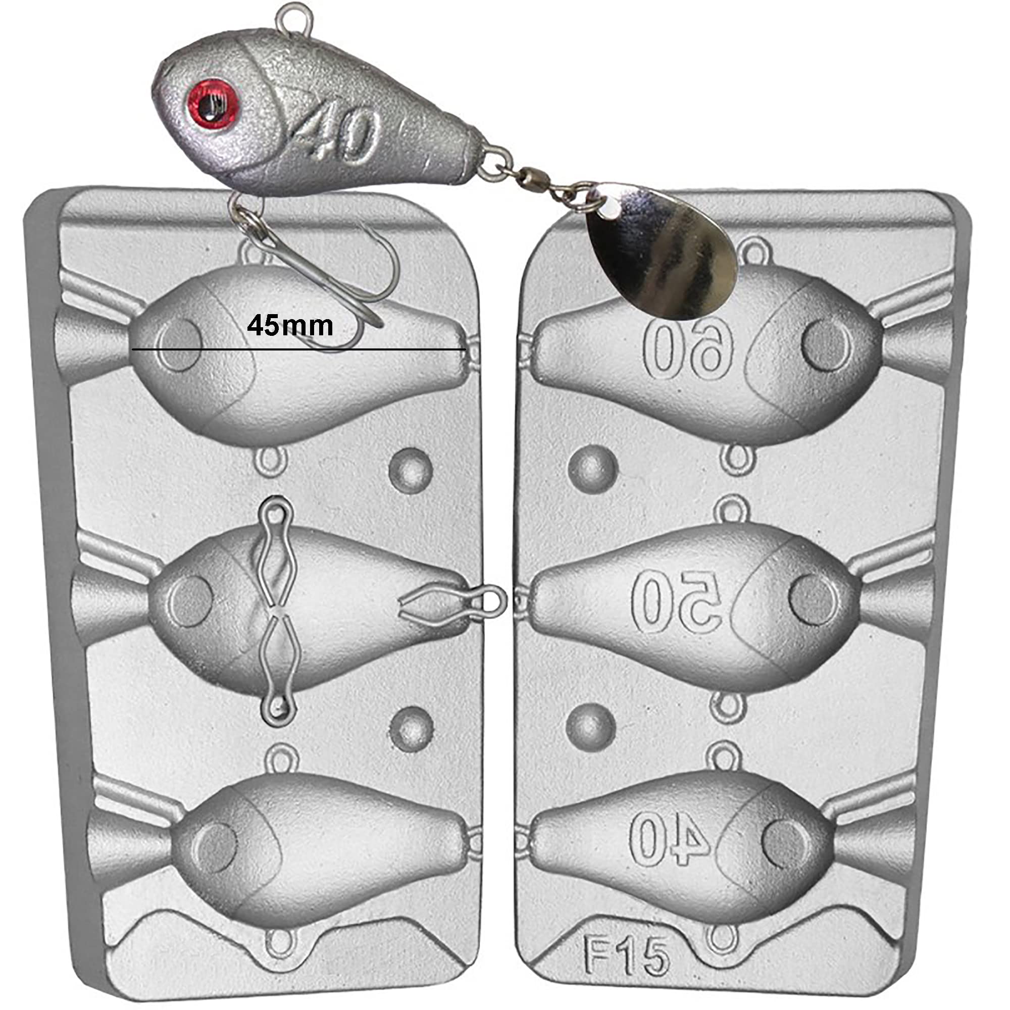 Spinner Bait Jig Moule pour pêche en mer et eau douce 40-50-60 g