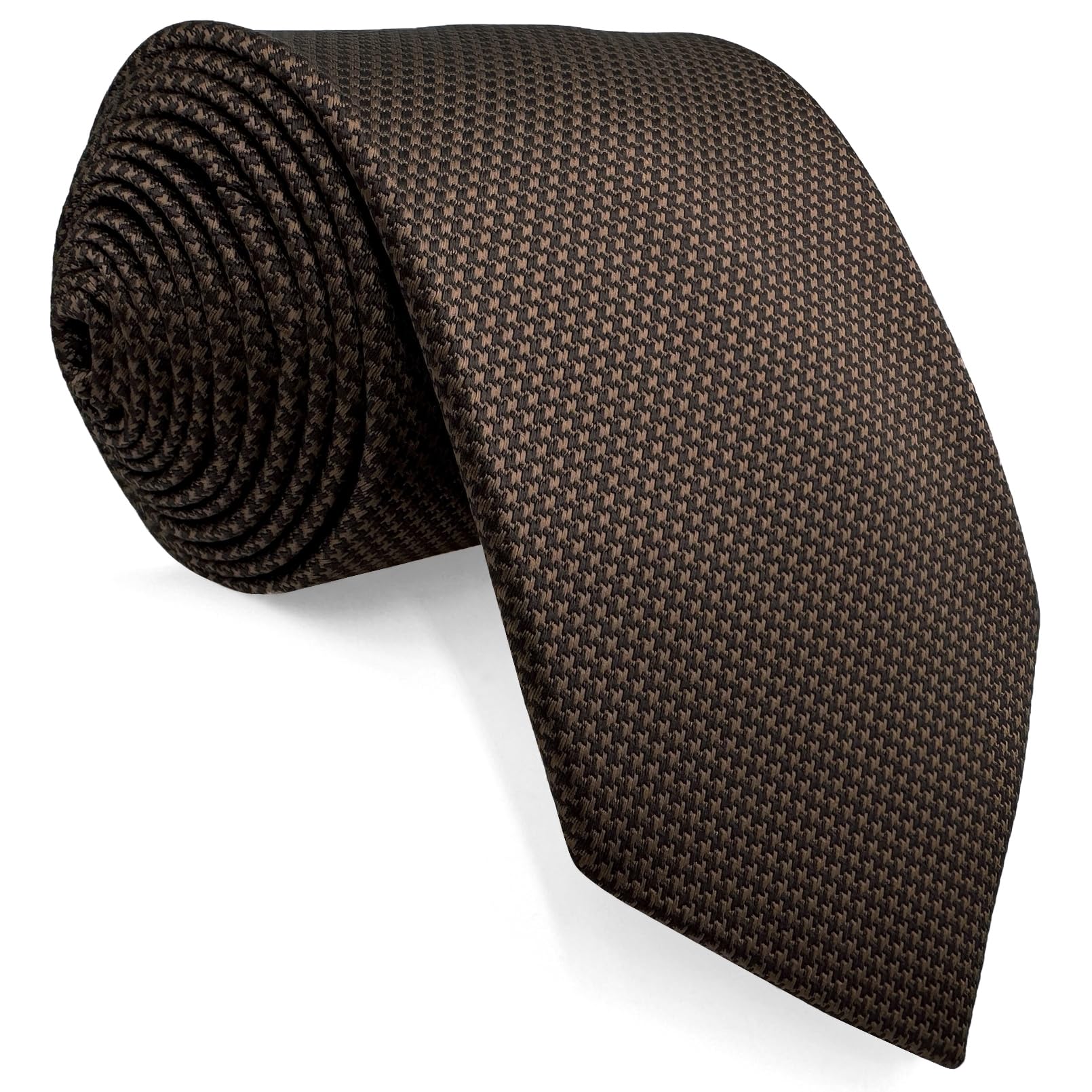 Shlax&Wing Mens Tie Solid Color Dark Brown Chocolate Necktie Silk Classic-image-20