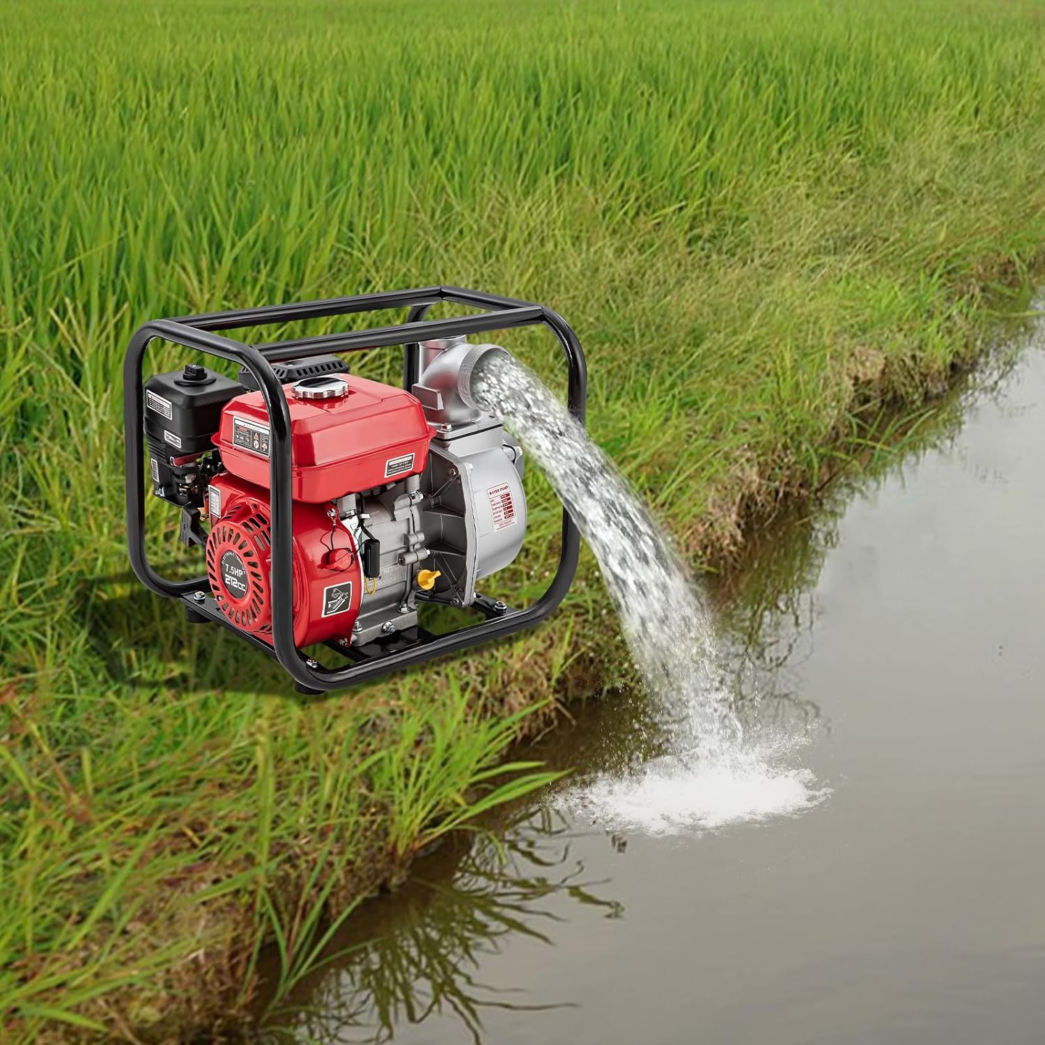 3" Inch 7.5HP Gas Engine Water Pump, 4-Stroke Gasoline Powered Water Transfer Pump 3600rpm,Pumps Used For Irrigation Of Farmland And Gardens As Well As Water Transportation
