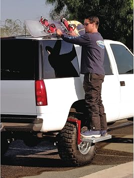 Powerbuilt Tire Step for Truck, SUV, Semi, Heavy Duty 300 lb. Capacity, Non-Slip Cheese Grater Steel Surface, Adjusts to Fit Any Diameter Tire Up to 13 in. Wide, Folds Flat for Storage 647596EC