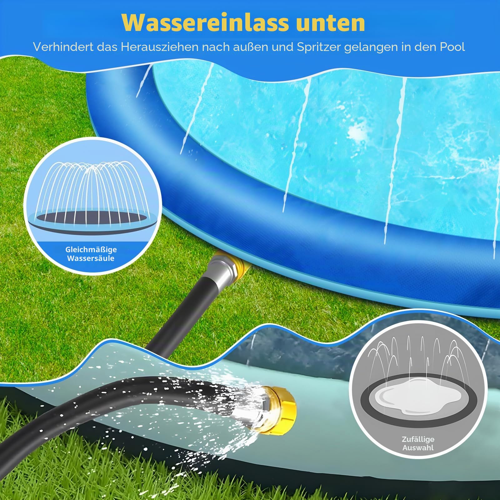 CACSPS 190,5 cm rutschfestes Spritzpad für Kinder und Hunde, verdickter Sprinkler-Pool, Sommer, Outdoor-Wasserspielzeug, extra großes Hinterhof-Planschbecken für Kinder, Jungen und Mädchen oder