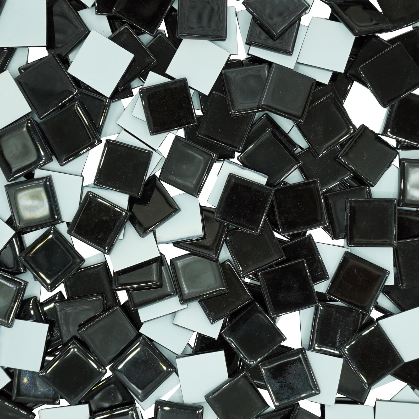 Photo 1 of 1LB Large Size Black Mosaic Tiles for Crafts Bulk, 1Inch 12 Colors Options Big Square Shaped Glass Tiles Stained Pieces for Home Handmade Gifts Mosaic Project Supplies