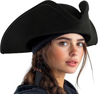 Adult Pirate Hat for Women Colonial Tricon Hat Halloween Costume Accessory