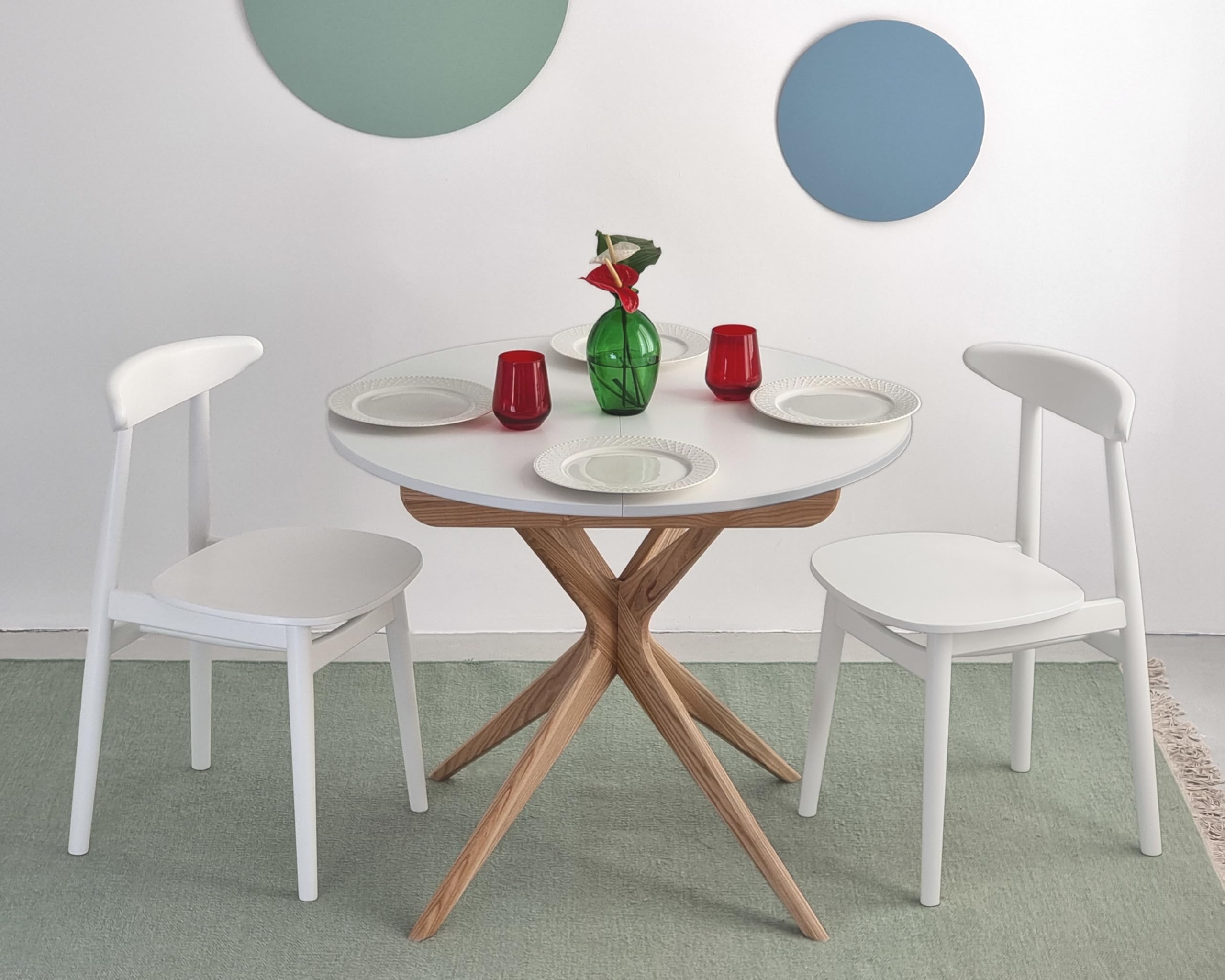 RAGABA Tavolo da pranzo rotondo allungabile 90cm Jubi Corallo scuro