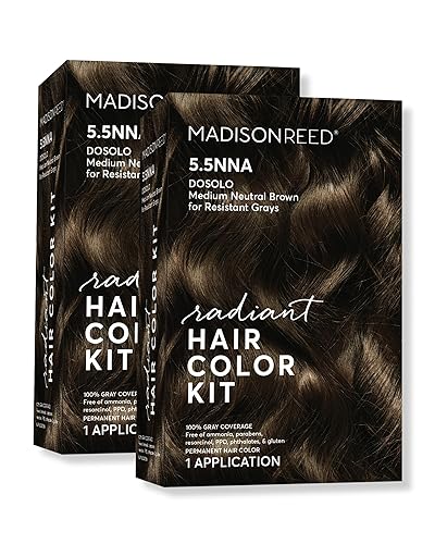 Madison Reed Radiant - Kit de tinte para el cabello, castaño neutro medio para una cobertura del 100 % de las canas resistentes, sin amoníaco,