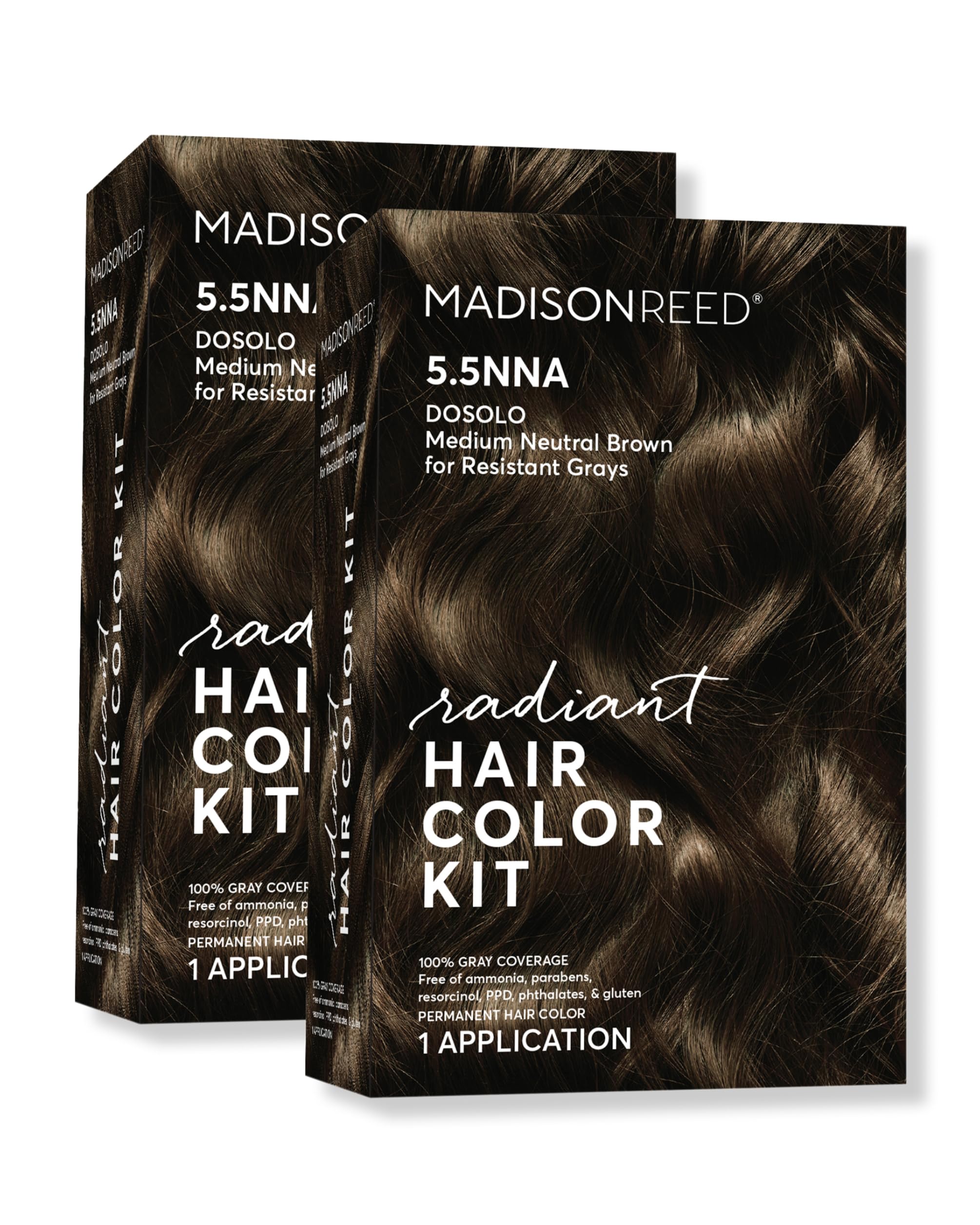 Madison Reed Radiant Hair Color Kit - 5.5NNA Dark Neutral Brown (Dosolo), 100% Gray Hair Coverage Permanent Hair Dye for Resistant Grays | PPD-Free &