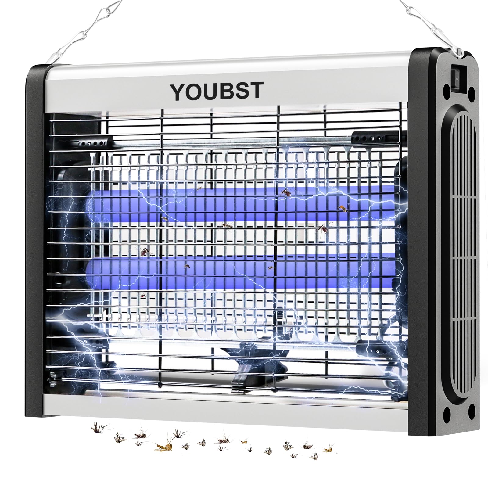 5000V Fly Zapper Electric Indoor, High- Fly Killer with 4W UV Light (365nm), 0W UV light Trap Flying Insects Electric Fly Zapper, Wasps, Moths, Quiet Pest Control for Indoor, Home Use (UK PLUG)