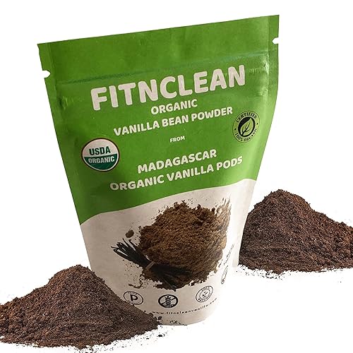 FITNCLEAN VANILLA - Vainilla en polvo orgánico de Madagascar de 1 onza. Certificado orgánico USDA. Cápsulas gourmet enteras molidas por FITNCLEAN