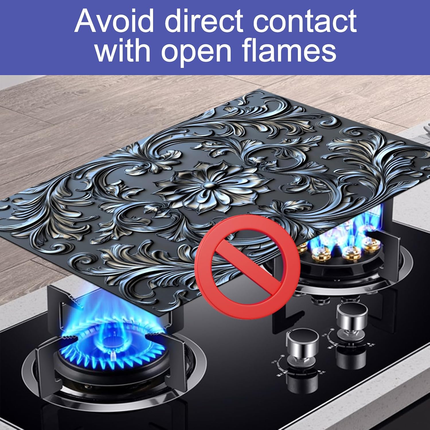 HOMETITUTE Stove Top Cover for Electric 28x20 Inch Silicone Diatomaceous Stove Mat for Glass Top Earth Pad with Embossed Baroque Floral Pattern for Countertop Coffee Maker Dish Drying Area