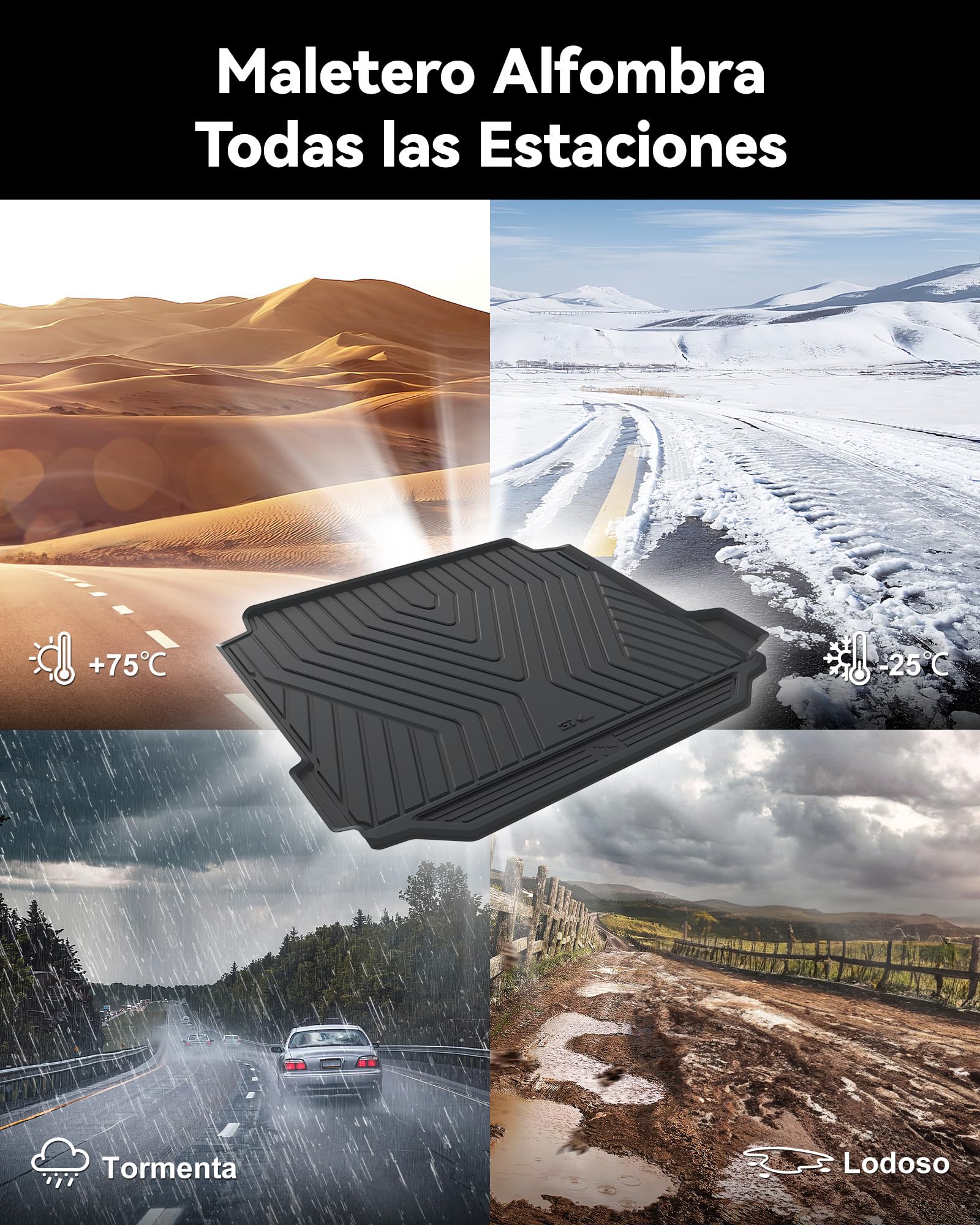 3W Alfombrilla de Maletero para BMW X5 G05 2019-2025 2026(No para X5 con Suspensión Neumática), Alfombrillas de TPE Reciclables para Todas Las Estaciones, Cubierta para Maletero de Coche, Resistente | La alfombrilla para maletero incluye kit de red latera