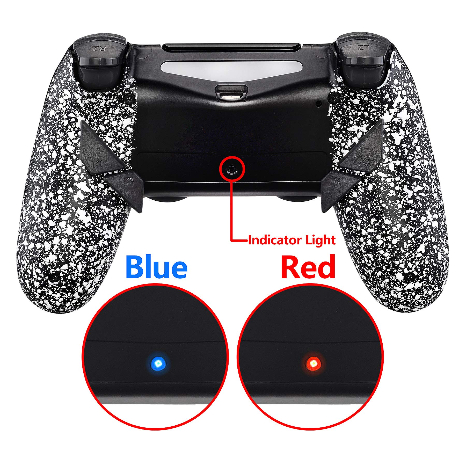 eXtremeRate Kit di riparazione programmabile bianco strutturato per controller ps4 con piastra di aggiornamento e guscio posteriore ridisegnato e 4 pulsanti posteriori - Compatibile con JDM-040/050