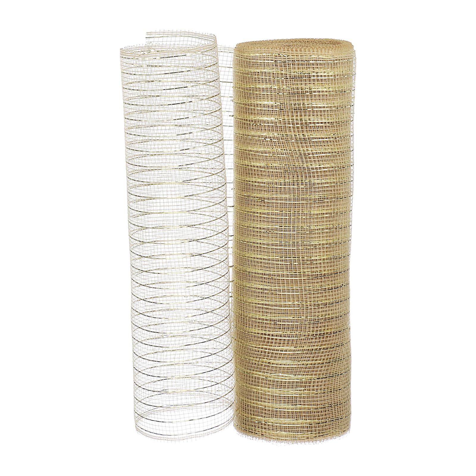 PATIKIL Decorative Mesh Ribbon, 10 Inch x 10 Yard Mesh Ribbon Roll Foil Metallic for Christmas Tree Wreath Decoration Champagne