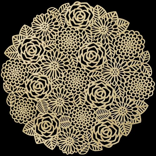 10 manteles individuales redondos de vinilo prensado dorado, manteles individuales metálicos, antideslizantes, para bodas, cenas, fiestas,