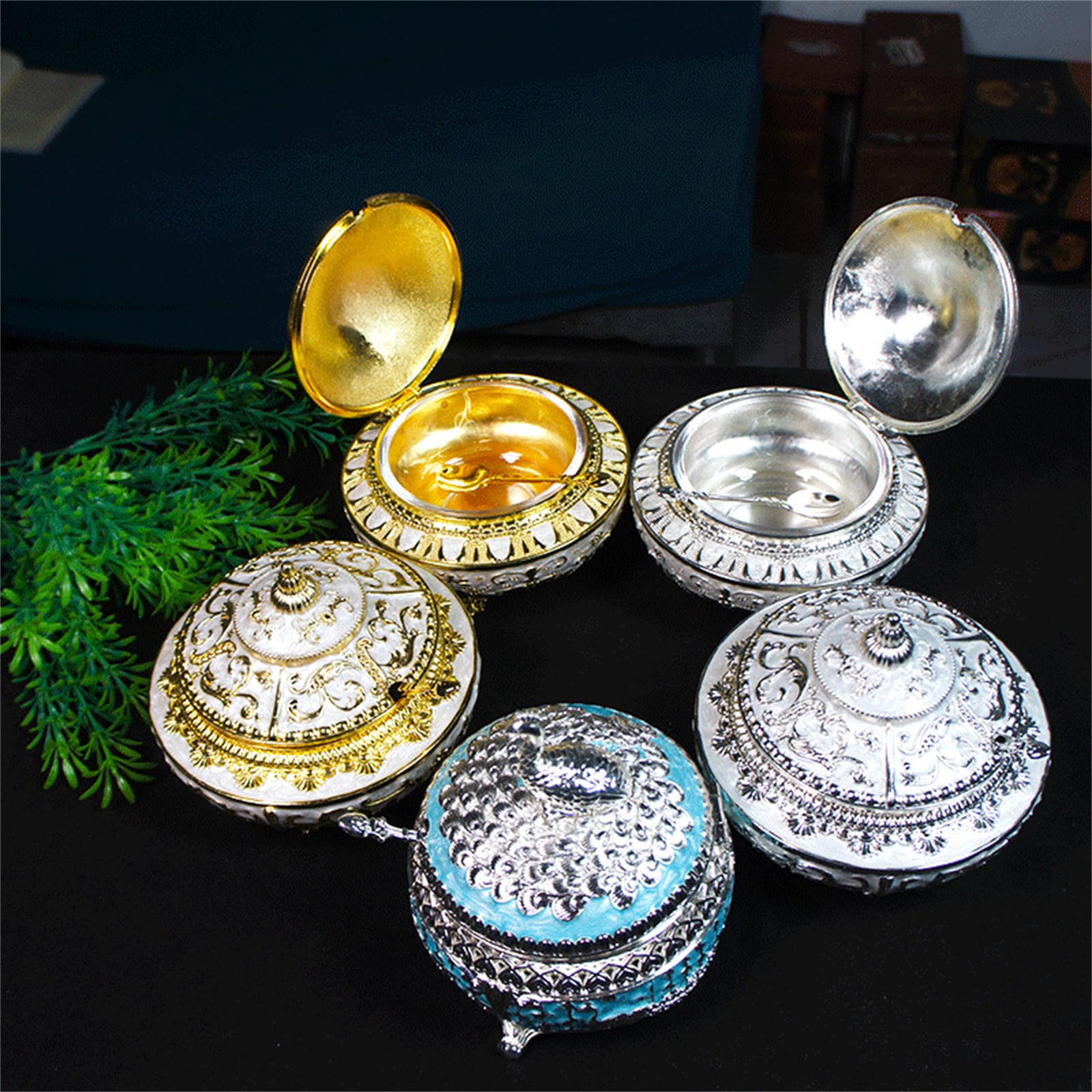 Anspruchsvolle Legierung Zuckerbecher mit Pfauendeckel und Löffel, Restaurant, Küche, Gewürzflasche, Heimdekoration, Zubehör, elegante Metall-Zuckerbecher