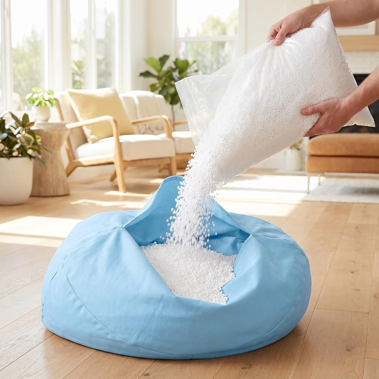 SHOWERORO White Foam Bean Bag Refills 1 Pound for Couch Cushions