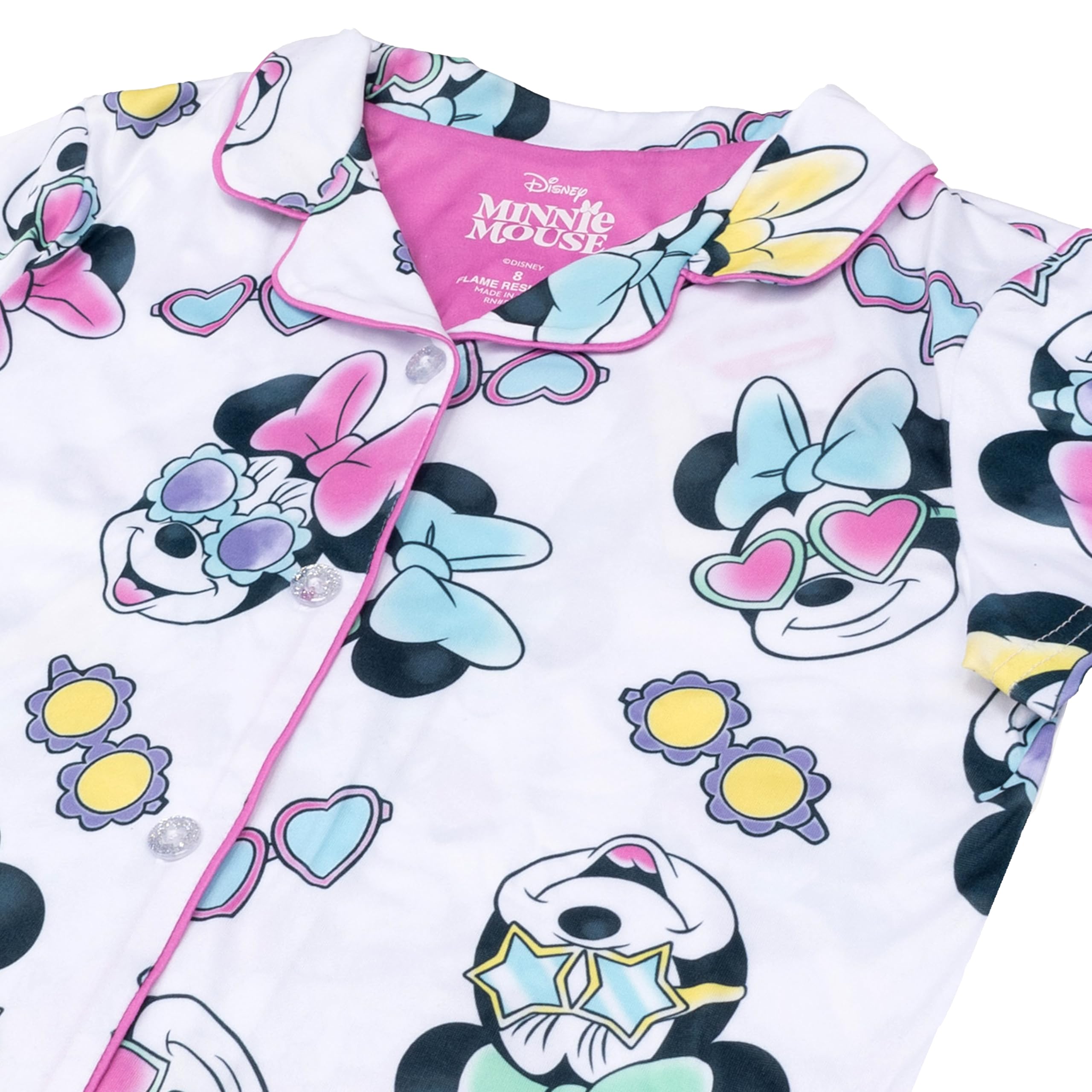 Disney Mädchen-Schlafanzug-Set, lockere Passform, Knopfleiste, weich und niedlich, für Kinder