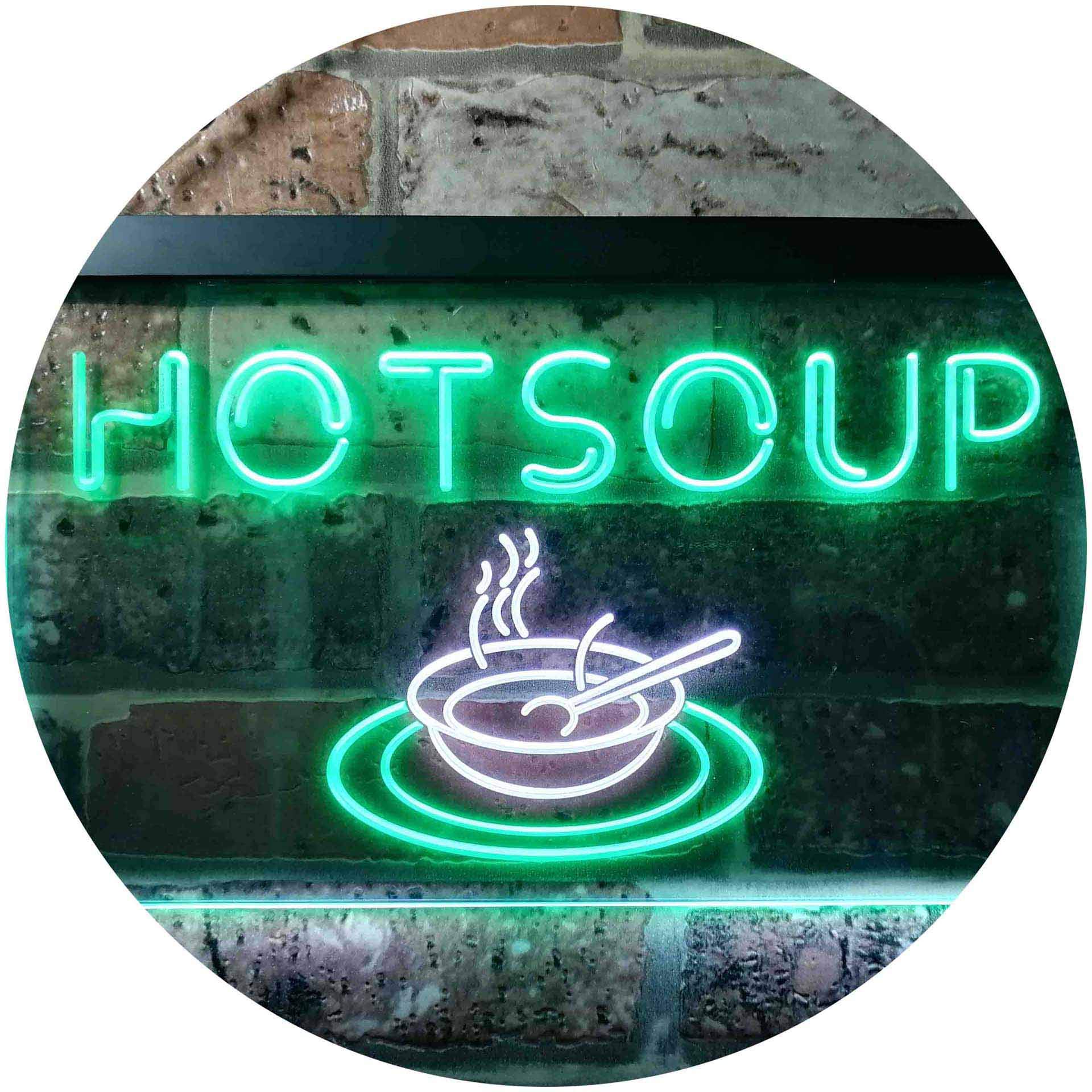 Hot Soup Dual Color LED Enseigne Lumineuse Neon Sign Blanc et vert 600 x 400mm st6s64-i0125-wg