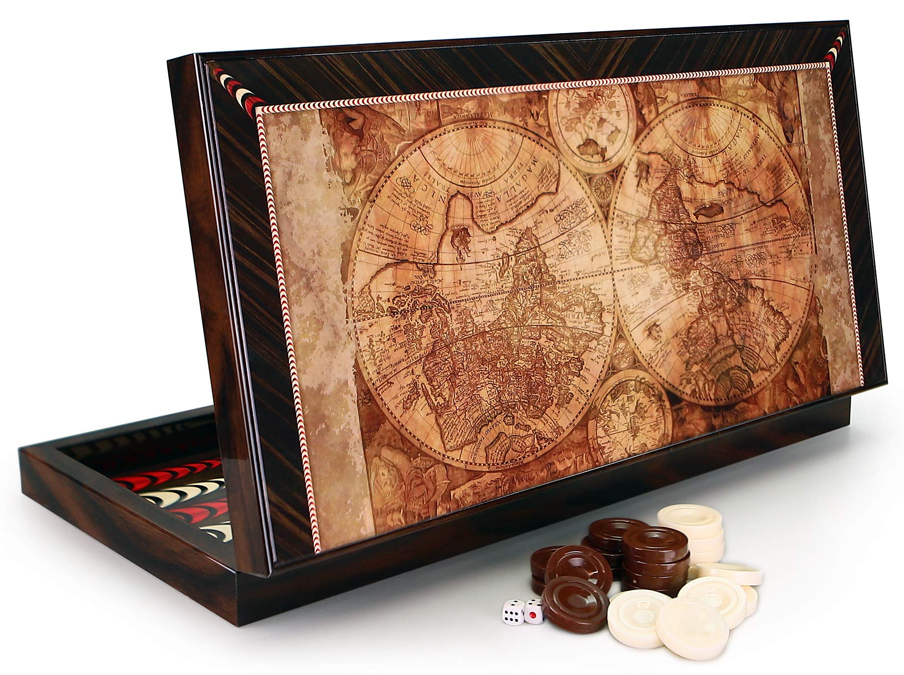 Luxus Backgammon Tavla Antik Welt XXL Gesellschaftspiele Familienspiel 50 x 50 cm.