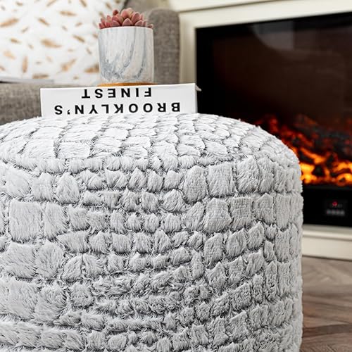 Miniatura 6 de Asuprui Puf Otomano Sin Relleno Asiento Puf de Suelo Puf Otomano Reposapiés Taburete Suave para Pies 20 x 20 x 12 pulgadas Silla Mullida Silla de