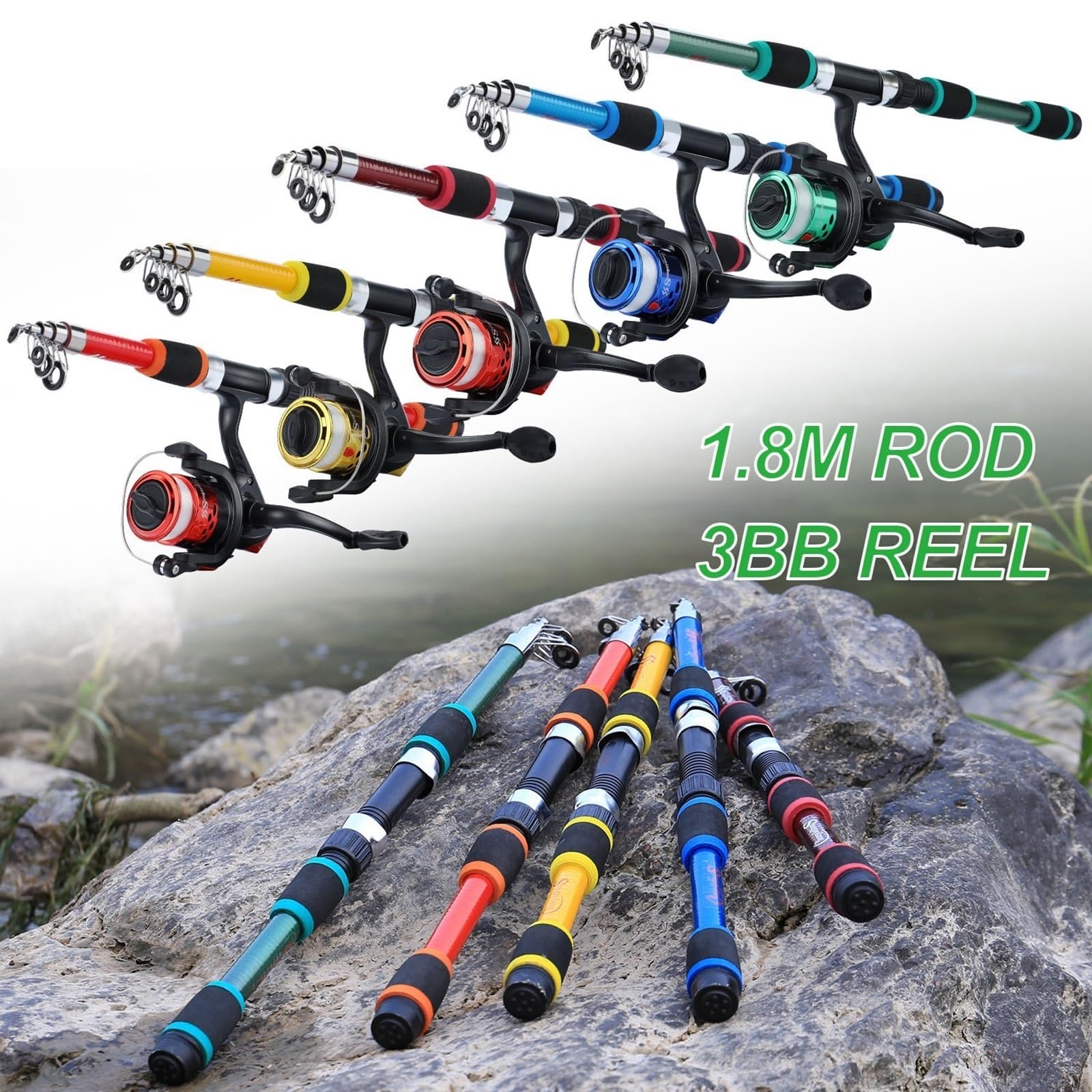 Amazon.com: MACIUM Fishing Pole Spinning Fishing Rod and Reel Combo1.8M Telescopic Rod with 5.2:1 3BB Reel Max Drag 5kg Full Fishing Kit Suitable for Travel Fishing (Color : A) : Sports & Amazon.com: MACIUM Fishing Pole Spinning Fishing Rod and Reel Combo1.8M Telescopic Rod with 5.2:1 3BB Reel Max Drag 5kg Full Fishing Kit Suitable for Travel Fishing (Color : A) : Sports &